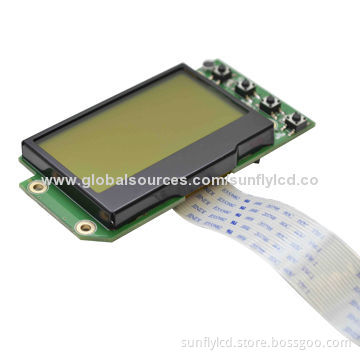 Costumed 132x64 dots graphic LCD screen, COG STN yellow-green mond, positive, with 4 buttons, 3.3V